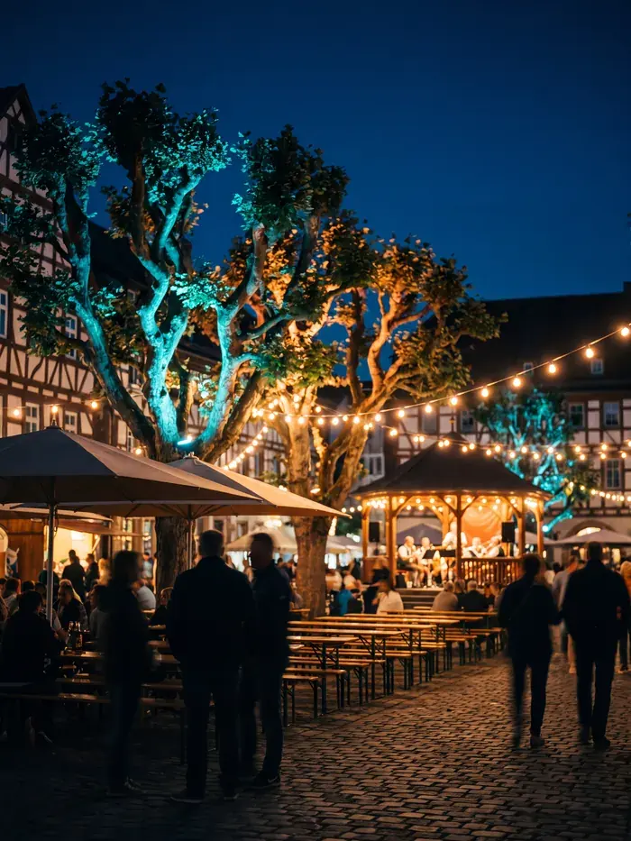 Illuminierter Platz bei einem Stadtfest – Eberlein Illumination