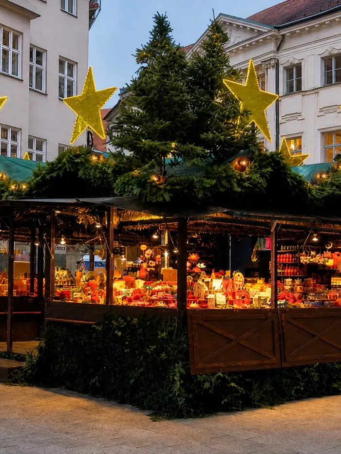 Weihnachtsbeleuchtung an einer Hausfassade – Eberlein Illumination