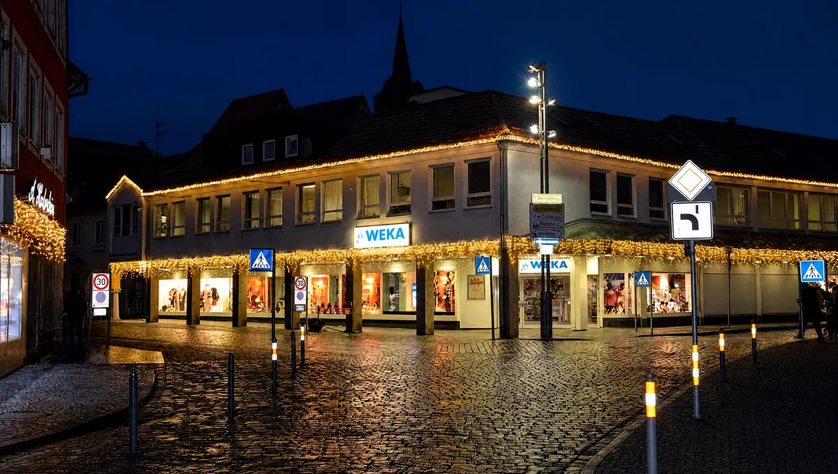 Weihnachtsbeleuchtung WEKA Kaufhaus in Kronach – LED-Fassadenbeleuchtung